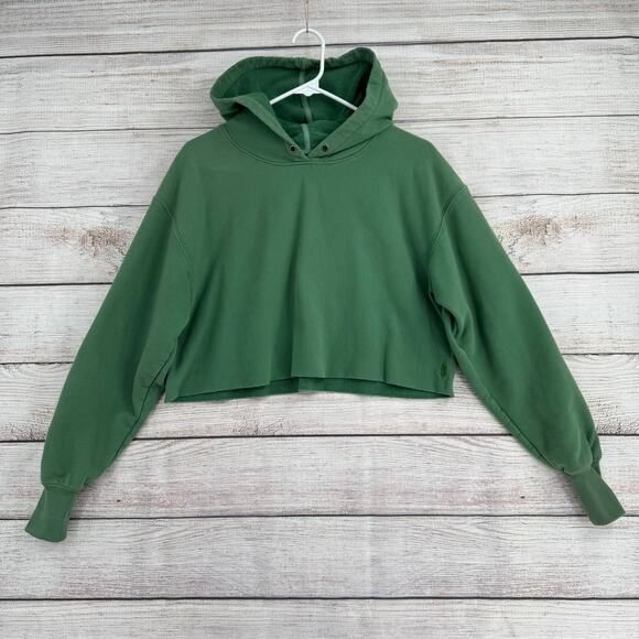 Free People FP Movement Cropped Oversized Hoodie Womens Small Green - Picture 1 of 11